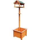Wooden Bird House with Planter